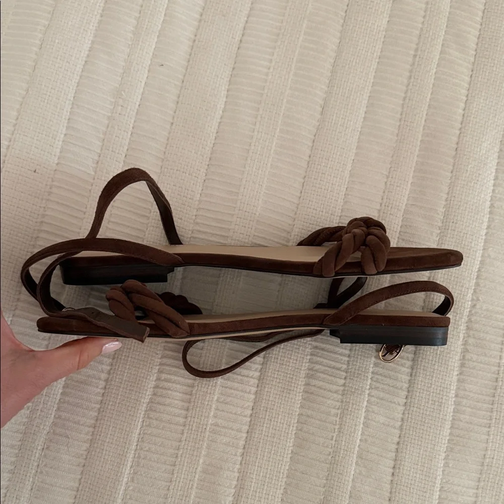 Tuckernuck x Studio McGee Dark Brown Knotted Suede Ankle-Strap Flat Sandals - Picture 4 of 4